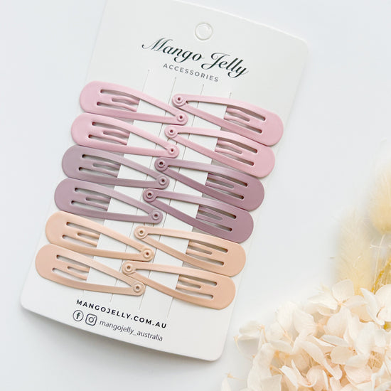 Essential Snap Hair clips - Dusty Pink - 6 Pieces