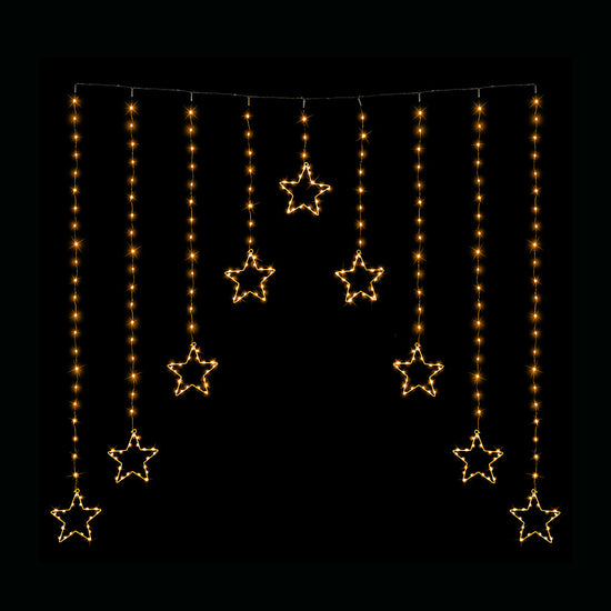 LED Wire Star Curtain Gold Lights