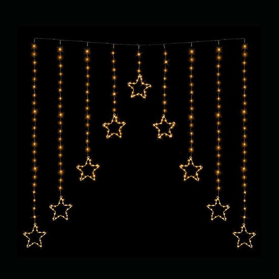 LED Wire Star Curtain Gold Lights