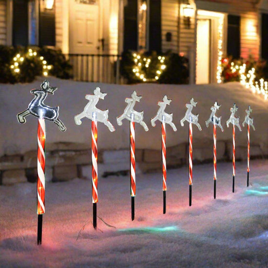 Solar LED Path Lights Reindeer – 8 Pack Cool White