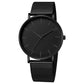 NNEOBA Mens Ultra Thin Magnetic Bracelet Quartz Watch - All-Black Slim Mesh Steel