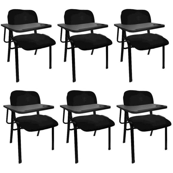 NNECN Lecture Chair with Table Top for Classroom Lecture Training Conference (Set of 6-Black)