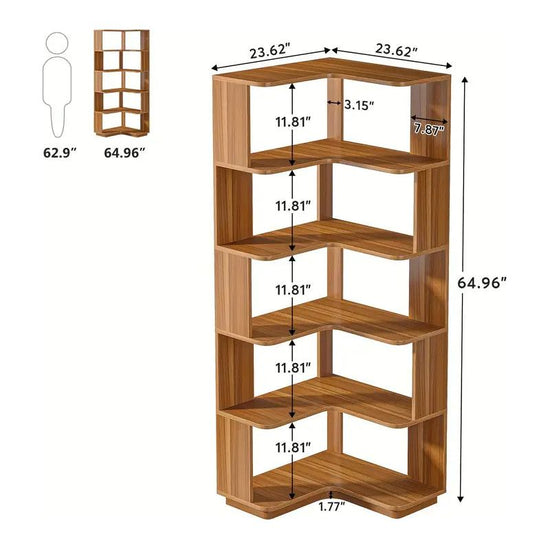 NNETMLT 64.9 Inch Tall 6 Tier Industrial Corner Bookshelf