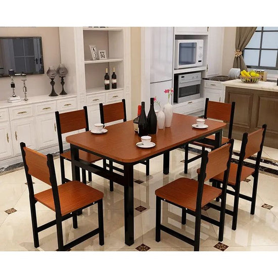 NNECN Wood & Steel Dining Set (Oak & Black)