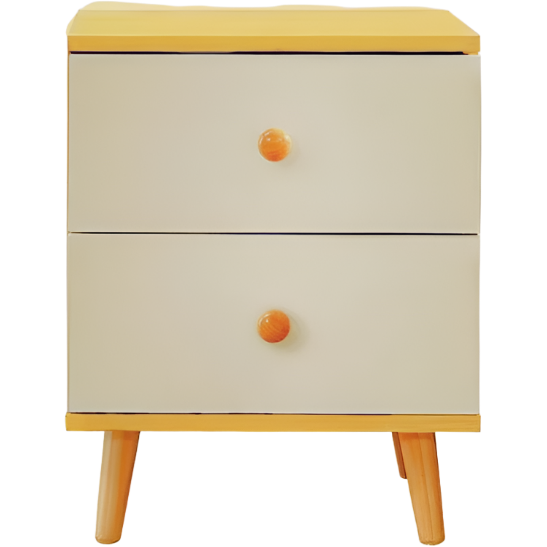 NNECN Wooden Bedside Cabinet with Two Drawers and Sturdy Legs