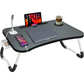 NNECN Laptop Desk Bed Table Tray Folding Breakfast Table Portable Lap Standing Desk Notebook Stand Reading Holder for Bed/Sofa Large Lap Desk with USB-Charger and Cup-Holder