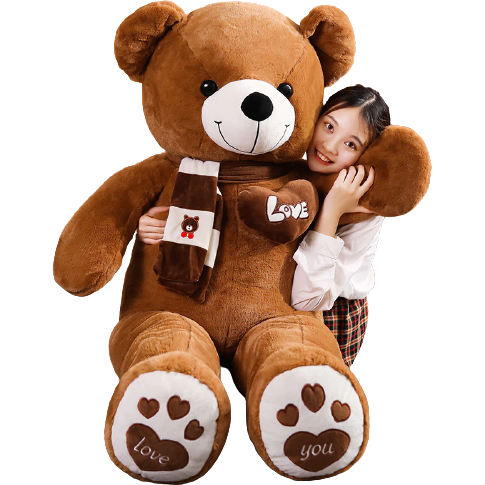 NNECN Huge 100cm Brown Giant Teddy Bear Toys Stuffed Animals Soft Plush Cotton Scarf Bear Hold Pillow Doll