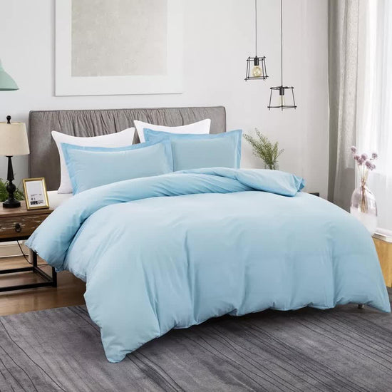 100% cotton Premium Doona Duvet Quilt Cover Set with Soft Pillowcases - Aqua-Super King