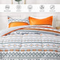 Boho Comforter Set, Queen Size, Reversible Orange Geometric 3-Piece Bedding Collection