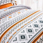 Boho Comforter Set, Queen Size, Reversible Orange Geometric 3-Piece Bedding Collection