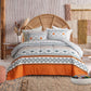 Boho Comforter Set, Queen/King Size, Reversible Orange Geometric 3-Piece Bedding Collection