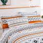 Boho Comforter Set, Queen/King Size, Reversible Orange Geometric 3-Piece Bedding Collection