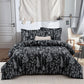 Floral Leaves Comforter Set, Queen Size, Microfiber Quilted Bedding with Pillowcase