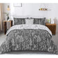 Floral Comforter Set, Queen/King Size, Black White Floral Pattern Reversible Bedding