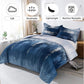 Ombre Blue Comforter Set, Queen/King Size, Gradient Blue Grey 3-Piece Boho Bedding