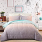 Girls Comforter Set, Queen/King Size, Ombre Blue Pink Rainbow 3-Piece Bedding Collection