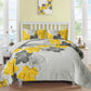 Floral Comforter Set, Queen/King Size, Yellow Floral 3-Piece Bedding, Lightweight Microfiber