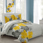 Floral Comforter Set, Queen/King Size, Yellow Floral 3-Piece Bedding, Lightweight Microfiber