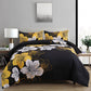 Queen/King Comforter Set, Black/Gold Floral 3-Piece Bedding, Soft Microfiber for All Seasons