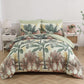 Soft Floral Leaf Comforter Set, Queen/King Size, Warm Quilted Bedding with Pillowcases