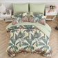 Soft Floral Leaf Comforter Set, Queen/King Size, Warm Quilted Bedding with Pillowcases