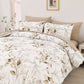 Soft Floral Leaf Comforter Set, Queen/King Size, Plush Quilted Bedding with Pillowcases