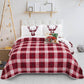 Joyful Red & white Reindeer pattern reversible Christmas Queen Bedspread Set