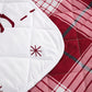 Joyful Red & white Reindeer pattern reversible Christmas Queen Bedspread Set