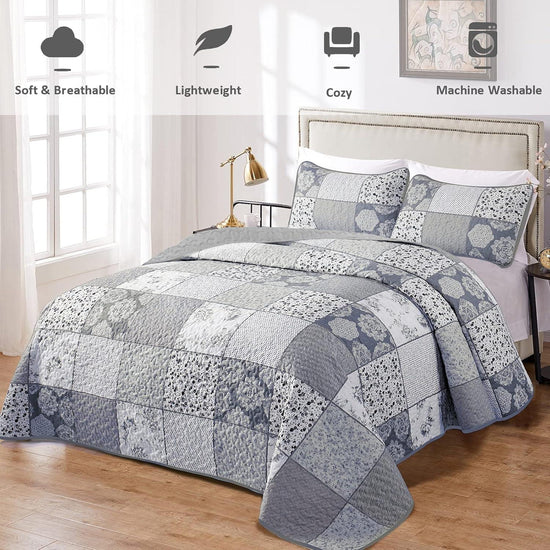 Nurturing Quilted Coverlet and Pillowcases Set: Perfect for Restful Sleep-Queen