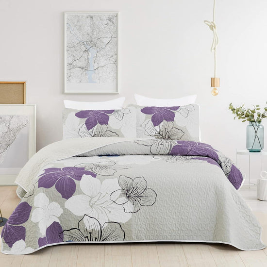 Serene Quilted bedspread and pillowcovers set: Enjoy Tranquil Comfort-Queen