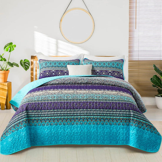 Tranquil Quilted coverlet and pillowcovers set: Perfect for Relaxation-Queen