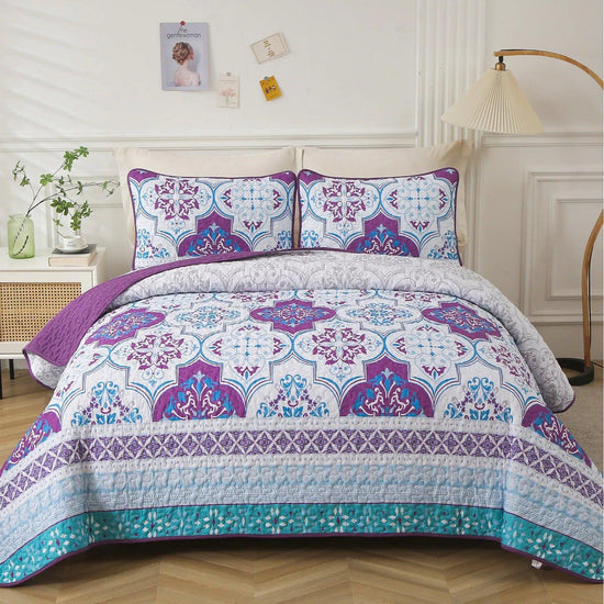 Handsome Quilted Bedspread and Pillowcases Set: Strong, Sturdy, and Stylish-Queen