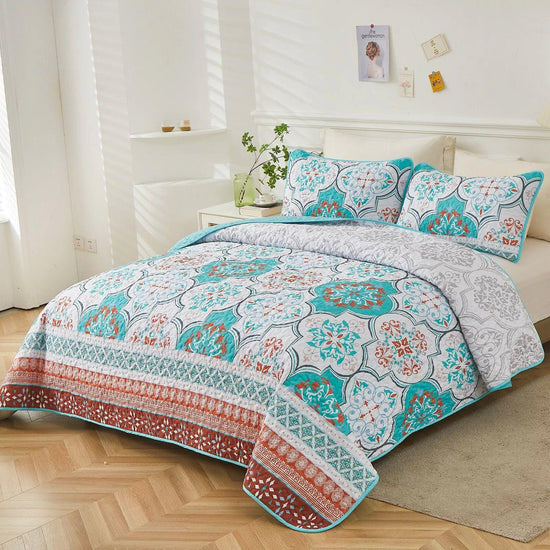 Opulent Quilted bedspread and pillowcovers set: Add a Touch of Elegance-Queen