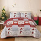 Winter Wonderland snowman santa Christmas Queen Bedspread Set