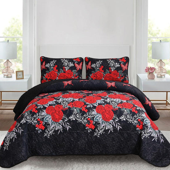 Universal Quilted coverlet and pillowcovers set: Fits Any Decor Style-Queen