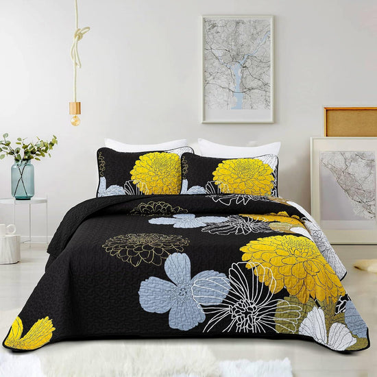 Refined Quilted Bedspread and Pillowcases Set: Perfect Harmony of Comfort and Style-Queen