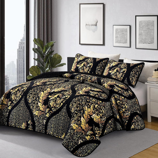 Luminous Quilted Coverlet and Pillowcases Set: Brighten Your Bedroom Atmosphere-Queen