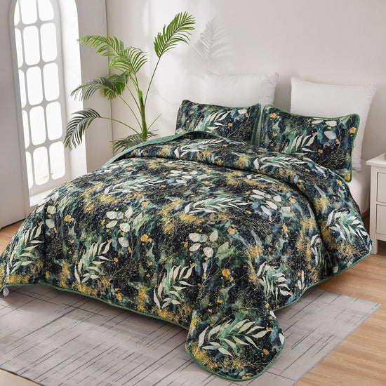 Lush Quilted coverlet and pillowcovers set: Soft and Cozy Feel-Queen