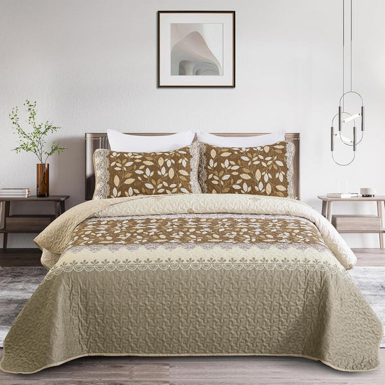 Sophisticated Quilted Bedspread and Pillowcases Set: Exquisite Design and Comfort-Queen