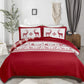 Joyful Red & white Reindeer Christmas Queen Bedspread Set