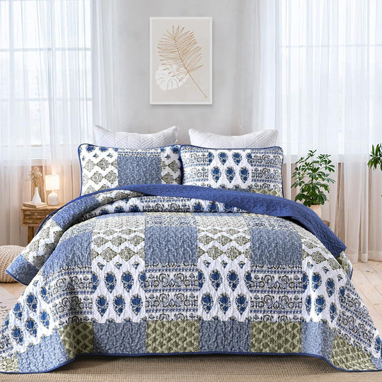 Gorgeous Quilted bedspread and pillowcovers set: Comfortable Elegance-Queen