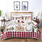 Festive Christmas Red & Green Queen Bedspread Set