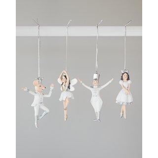 Stories Ornaments White Set Of 4 10.5cm