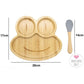 Bamboo Kids Children Baby Plate Bowl & Silicon Suction Cap Base & Spoon - Frog