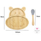 Bamboo Kids Children Baby Plate Bowl & Silicon Suction Cap Base & Spoon - Hippo