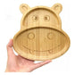 Bamboo Kids Children Baby Plate Bowl & Silicon Suction Cap Base & Spoon - Hippo