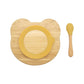 Bamboo Kid Child Baby Plate Bowl & Silicon Suction Cap Base & Spoon - Teddy Bear