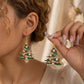 Christmas Tree Drop Earrings - 6.7 x 3.5 cm Alloy Festive Earrings with Colourful Rhinestones and Faux Pearls, Statement Jewellery for Women and Holiday Parties