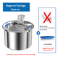 Beginner Package Stainless Steel Pet Water Fountain with Automatic Power-Off -Plug Not Included