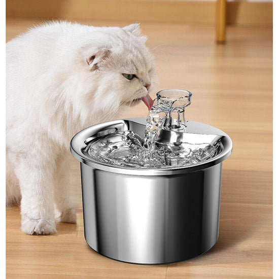 Stainless Steel Automatic Pet Water Fountain with USB Plug, Filter Cartridge Set, and Auto Power-Off Function